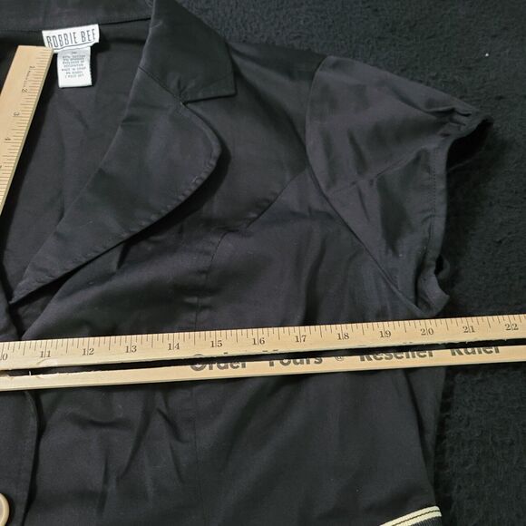 Robbie Bee Womens Belted Blazer Black Size 16 Cotton Blend Short Stretch Sleeve - Picture 3 of 12